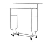 Artiss Double Rail Portable Clothes Drying Rack Silver - Image 01