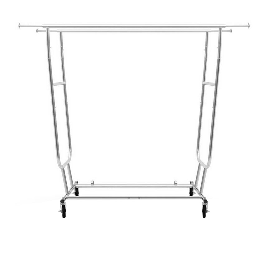 Artiss Double Rail Portable Clothes Drying Rack Silver - Image 04