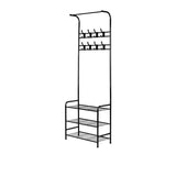 Artiss Coat Stand and Shoe Organiser Black - Image 01