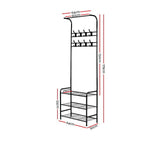 Artiss Coat Stand and Shoe Organiser Black - Image 03