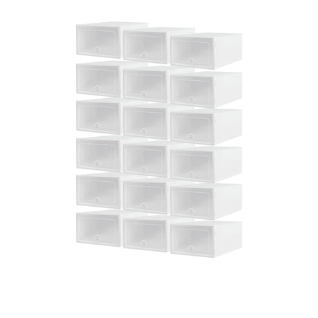 Artiss DIY Stackable Shoe Box Set of 24 White - Image 01