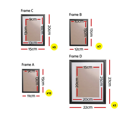 Artiss Gallery Wall Photo Frame Set 26pc Black - Image 02