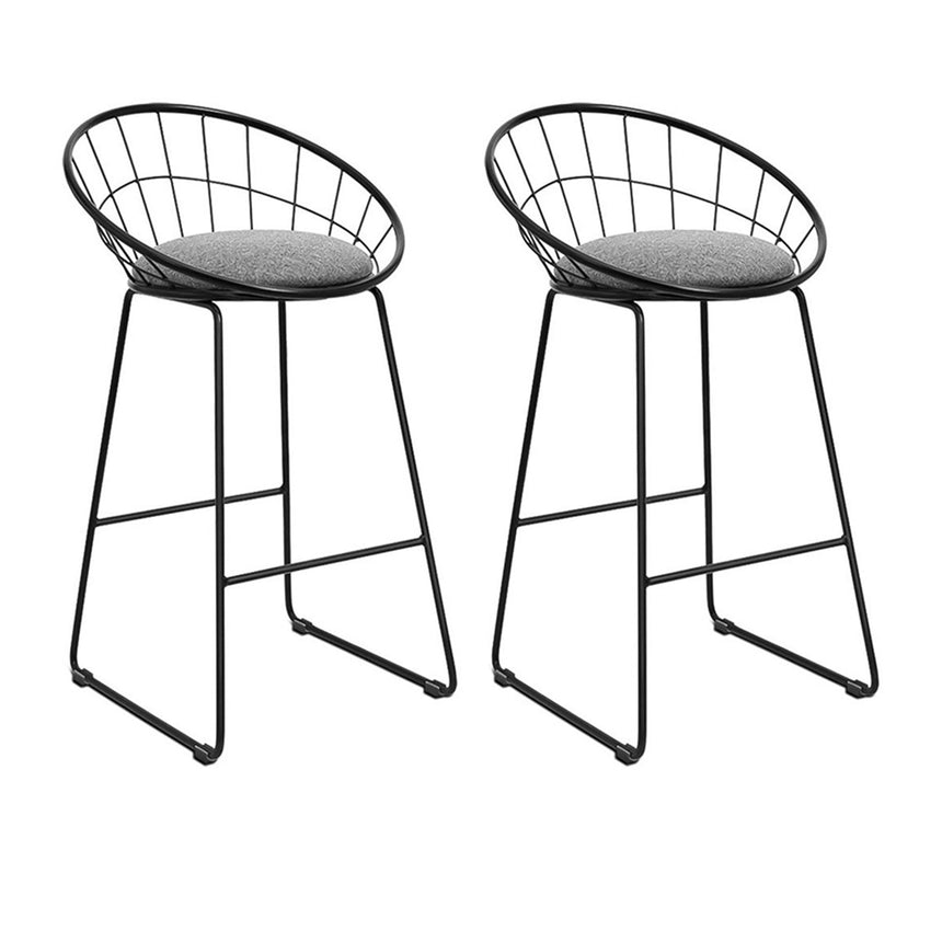 Artiss Metallic Bar Stool Set of 2 Black - Image 01