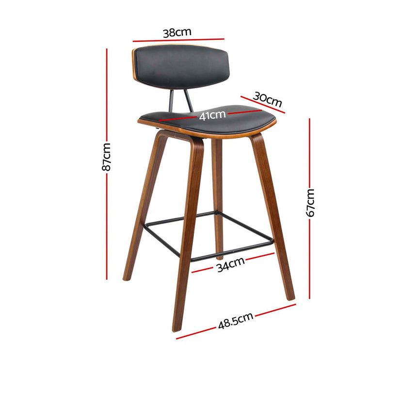 Artiss Bar Stool with Wide Curved Backrest Set of 2 Black - Image 05