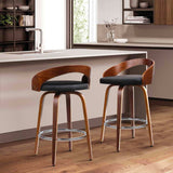 Artiss Walnut Wooden Bar Stool Set of 2 Black - Image 02