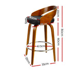 Artiss Walnut Wooden Bar Stool Set of 2 Black - Image 05