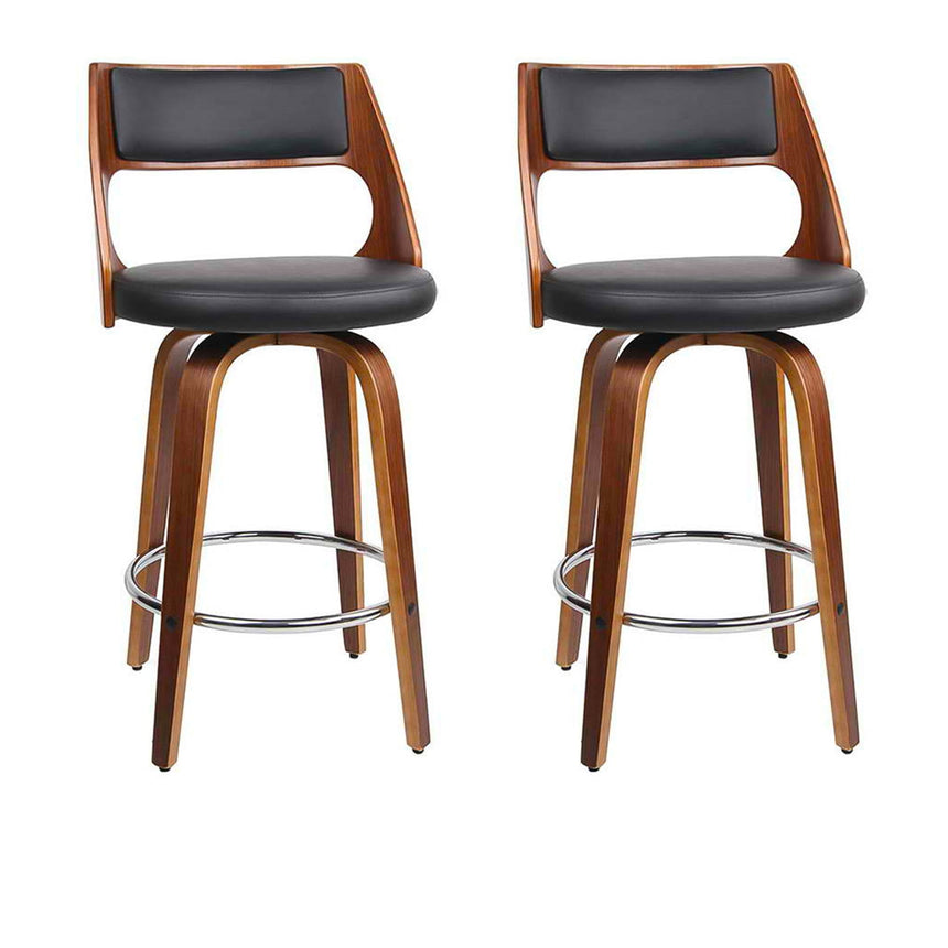 Artiss Bar Stool with Chrome Footrest Set of 2 Black - Image 01