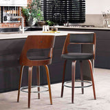 Artiss Bar Stool with Chrome Footrest Set of 2 Black - Image 02