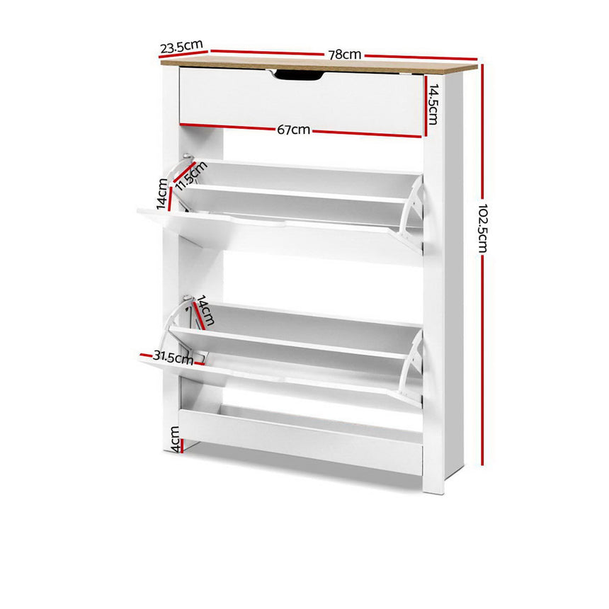 Artiss Shoe Cabinet Storage Organiser White - Image 03