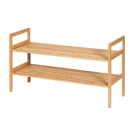 Artiss 2 Tier Bamboo Shoe Rack Shelf Storage - Image 01