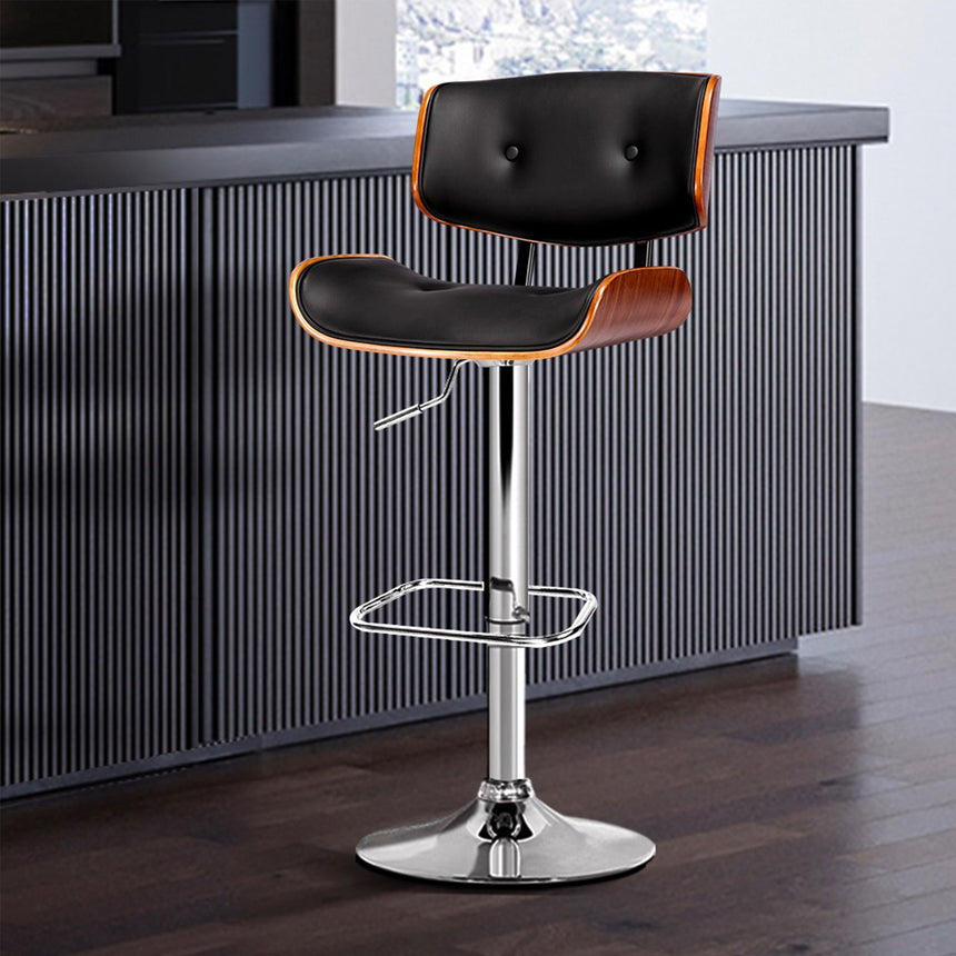 Artiss Gas Lift Bar Stool with Chrome Base Black - Image 02