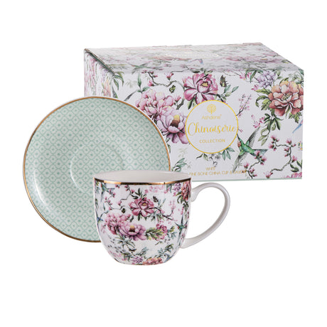 Ashdene Chinoiserie Cup and Saucer in White - Image 02