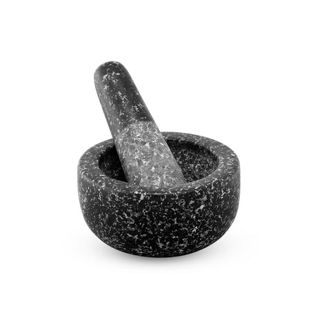 Avanti Black Speckled Mini Mortar and Pestle Solid Granite 9.5cm - Image 01