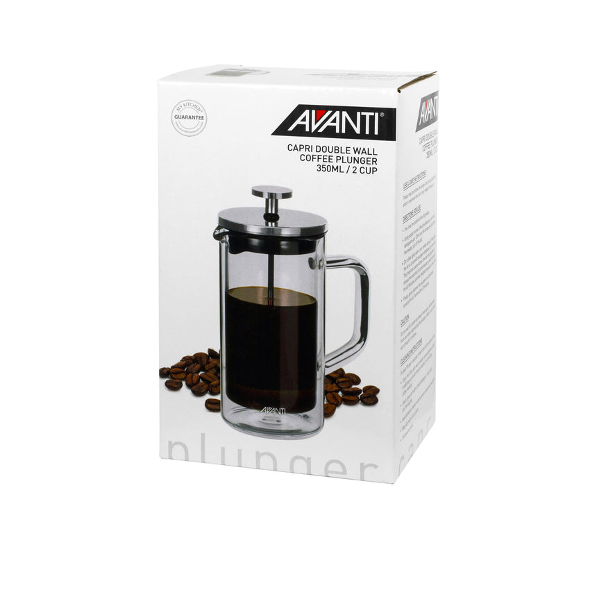 Avanti Double Wall Coffee Plunger Borosilicate Glass & Stainless Steel 350ml - Image 04