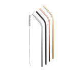 Avanti Stainless Steel Straws with Cleaning Brush Set of 4 Precious Metals - Image 01