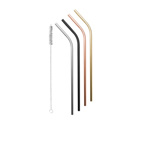 Avanti Stainless Steel Straws with Cleaning Brush Set of 4 Precious Metals - Image 01