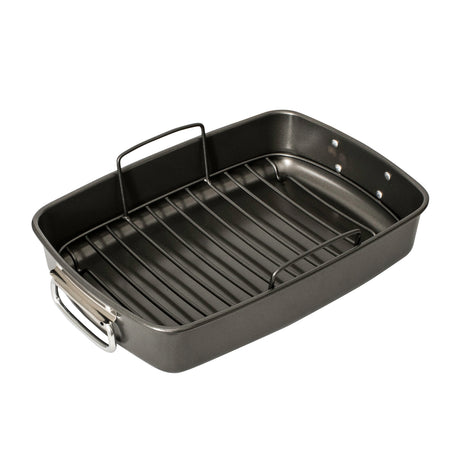 Bakemaster Non Stick Roasting Pan with Rack 40x28cm - Image 01