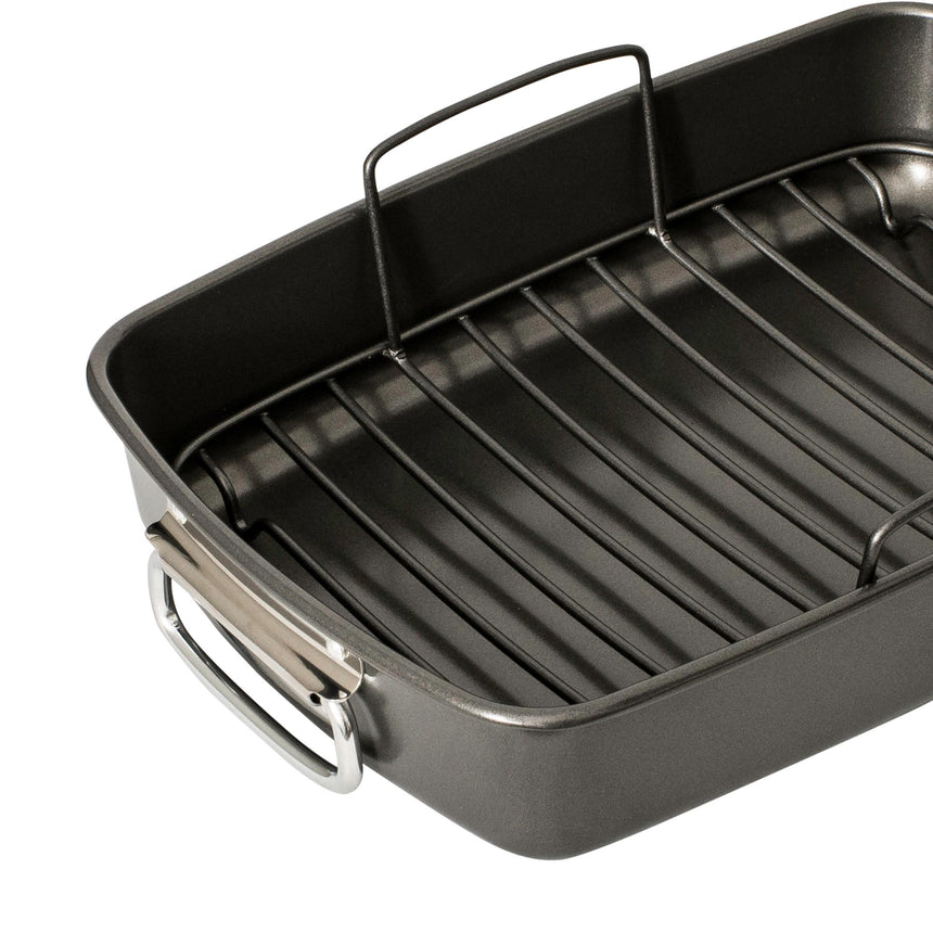 Bakemaster Non Stick Roasting Pan with Rack 40x28cm - Image 02