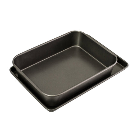 Bakemaster Medium Deep Roasting Pan & Oven Tray Pack - Image 01