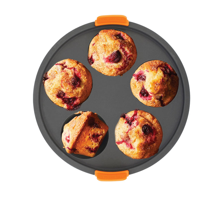 Bakemaster Silicone Round Collapsible Air Fryer Muffin Pan 5 Cup - Image 03