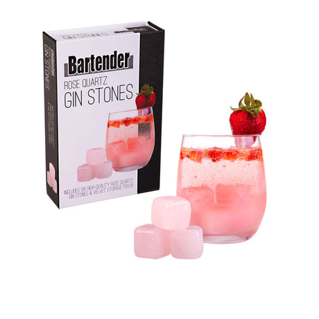 Bartender Rose Quartz Gin Stones with Bag Set of 6 - Image 02