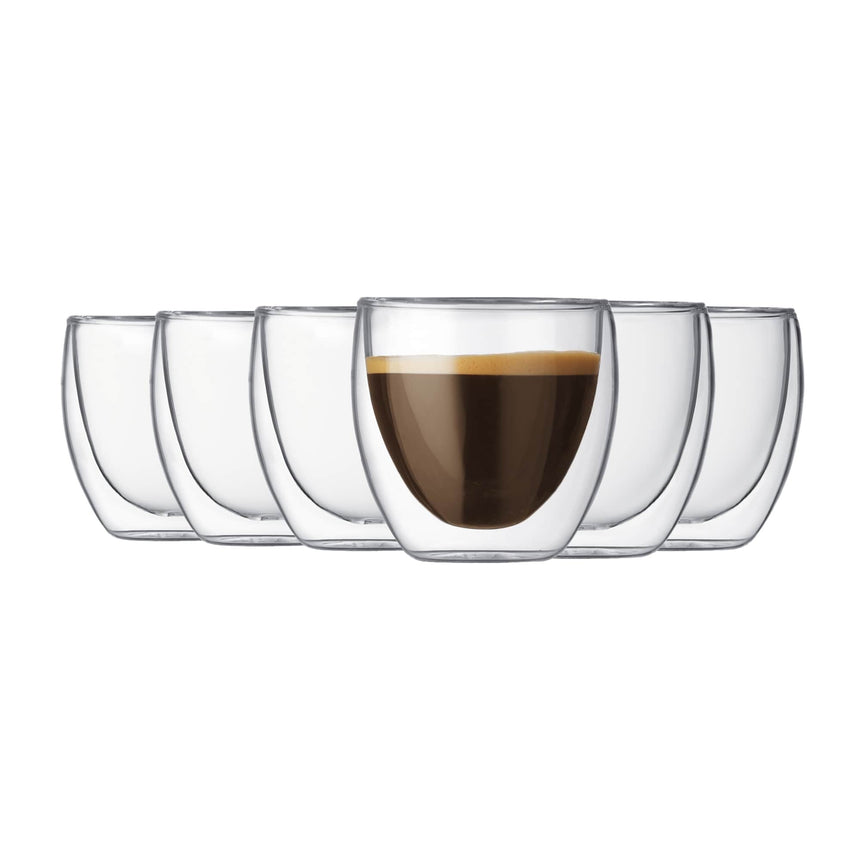 Bodum Pavina Double Wall Glass Set of 6 80ml - Image 01