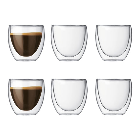 Bodum Pavina Double Wall Glass Set of 6 80ml - Image 02