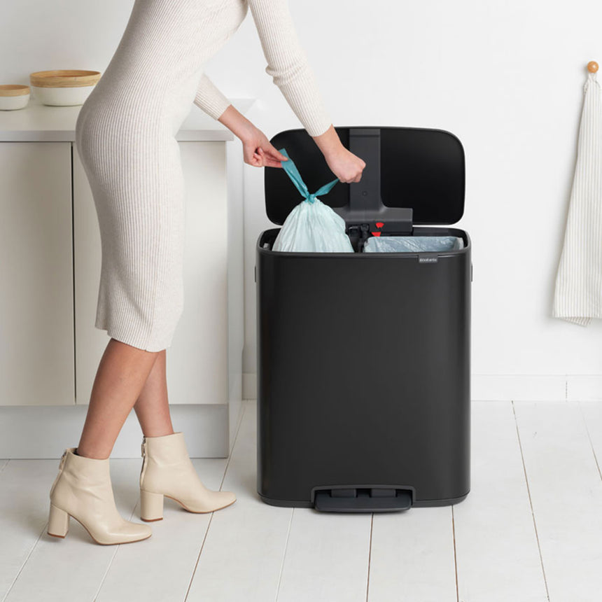 Brabantia BO Pedal Bin 2 x 30L Matt in Black - Image 05