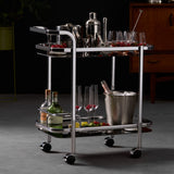 Branson Bar Cart with Bottle Holder Silver in Black - Image 03