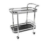 Branson Bar Cart with Bottle Holder Silver in Black - Image 01