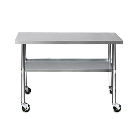 Cefito 304 Stainless Steel Kitchen Bench with Wheels 121.9x61cm - Image 02