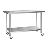 Cefito 304 Stainless Steel Kitchen Bench with Wheels 152.4x61cm - Image 01