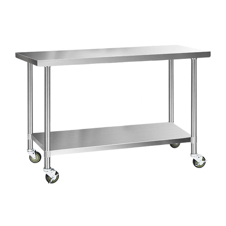 Cefito 304 Stainless Steel Kitchen Bench with Wheels 152.4x61cm - Image 01