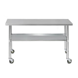 Cefito 304 Stainless Steel Kitchen Bench with Wheels 152.4x61cm - Image 02