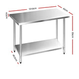 Cefito 304 Stainless Steel Kitchen Bench 121.9x61cm - Image 03