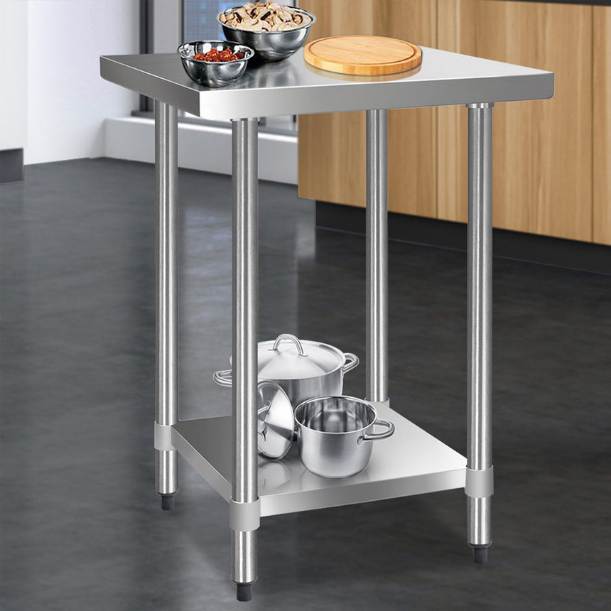 Cefito Square 430 Stainless Steel Kitchen Bench 61cm - Image 02