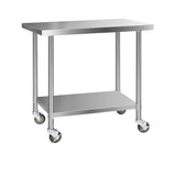 Cefito 430 Stainless Steel Kitchen Bench with Wheels 121.9x61cm - Image 01