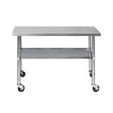 Cefito 430 Stainless Steel Kitchen Bench with Wheels 121.9x61cm - Image 02