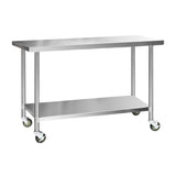 Cefito 430 Stainless Steel Kitchen Bench with Wheels 152.4x61cm - Image 01