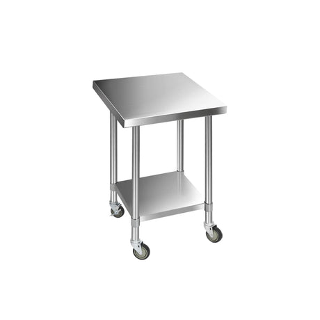 Cefito Square 430 Stainless Steel Kitchen Bench with Wheels 76cm - Image 02