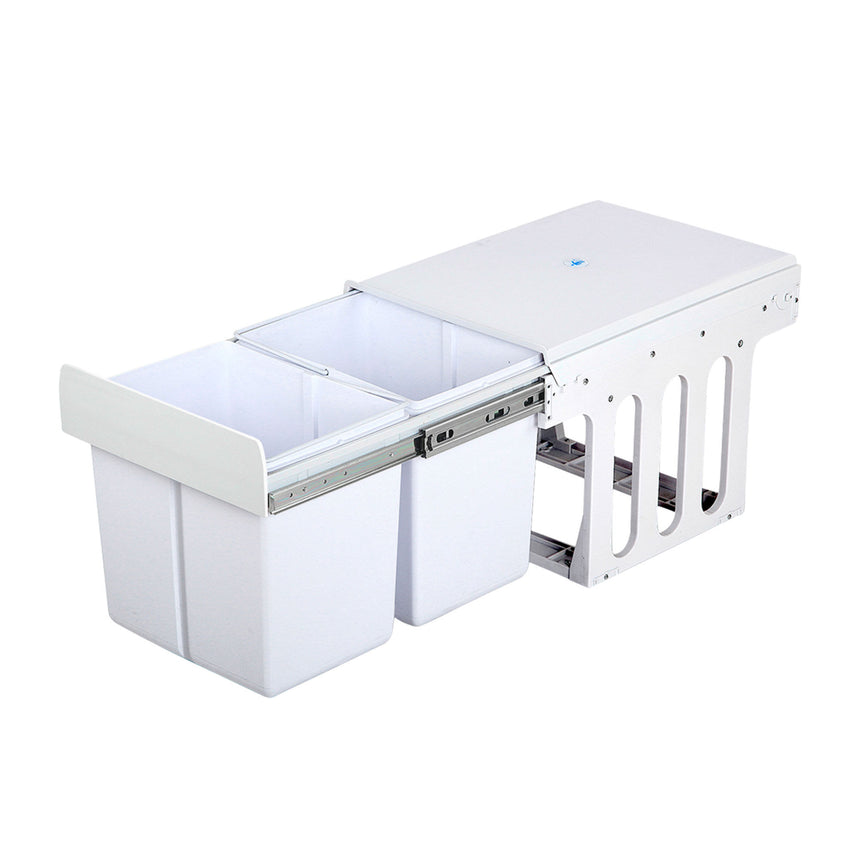 Cefito Pull Out Dual Bin 15L+15L White - Image 01