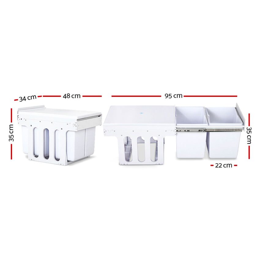 Cefito Pull Out Dual Bin 15L+15L White - Image 05