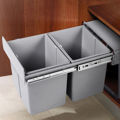 Cefito Pull Out Dual Bin 15L+15L Grey - Image 02