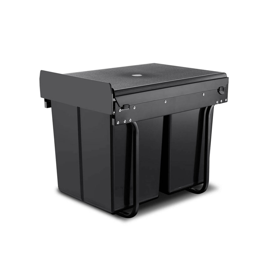 Cefito Pull Out Dual Bin 20L+20L Black - Image 05