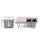 Cefito Pull Out Dual Bin 20L+20L Grey - Image 05