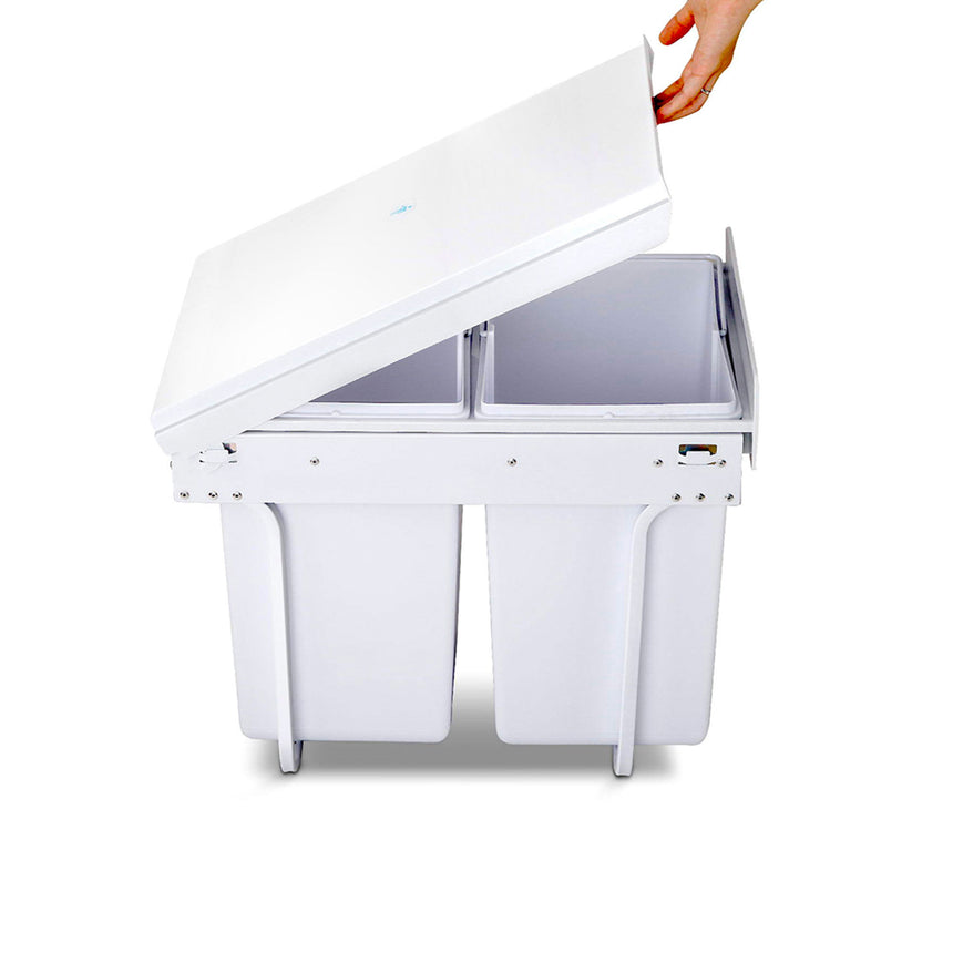 Cefito Pull Out Dual Bin 20L+20L White - Image 04