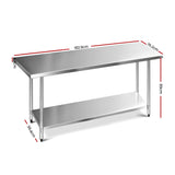 Cefito 430 Stainless Steel Kitchen Bench 182.9x76.2cm - Image 03