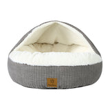 Charlie's Snookie Hooded Calming Dog Bed Large Grey - Image 01