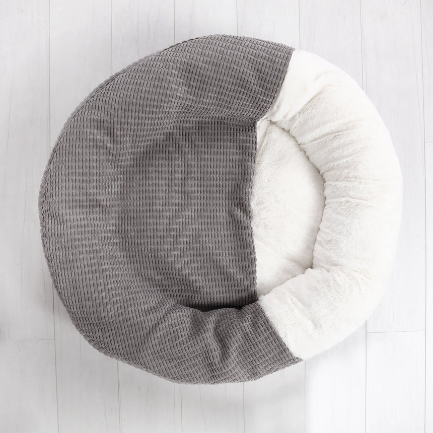 Charlie's Snookie Hooded Calming Dog Bed Small Grey - Image 03