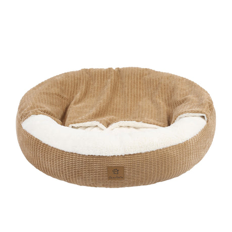 Charlie's Snookie Hooded Calming Dog Bed Large Iced Coffee Brown - Image 01